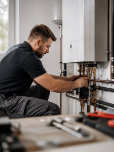 Stellenangebote Team Siedau Solms Heizung Sanitär Lüftung Stellenangebote Gas- Wasserinstallateur bei der Arbeit